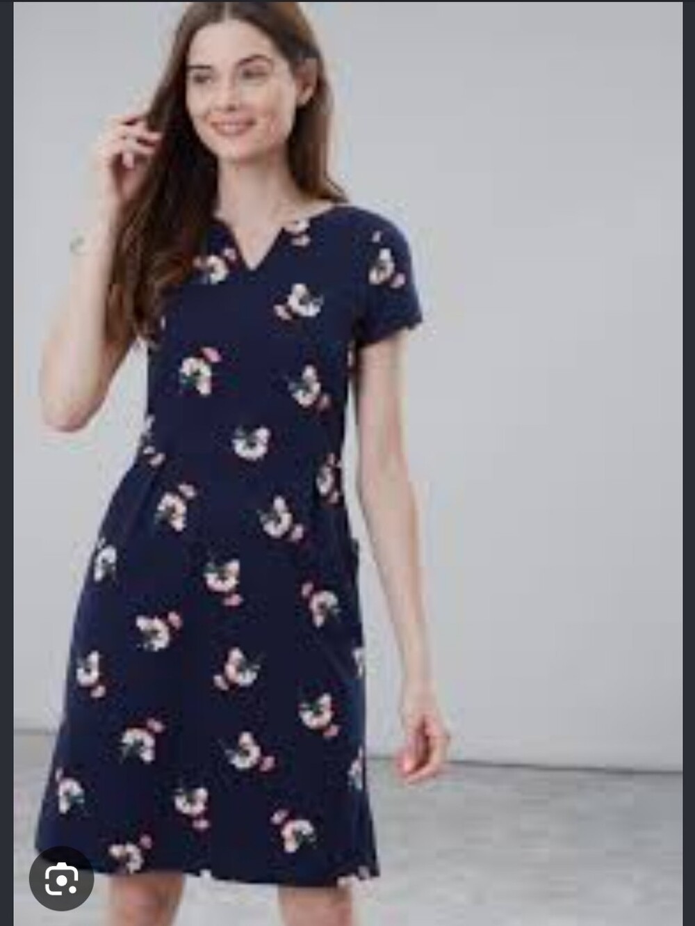 Joules Navy Floral V-Neck Short Sleeve Mini Dress